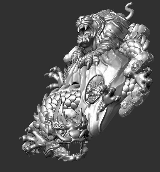 Tiger dragon pendant face 3D print model_3
