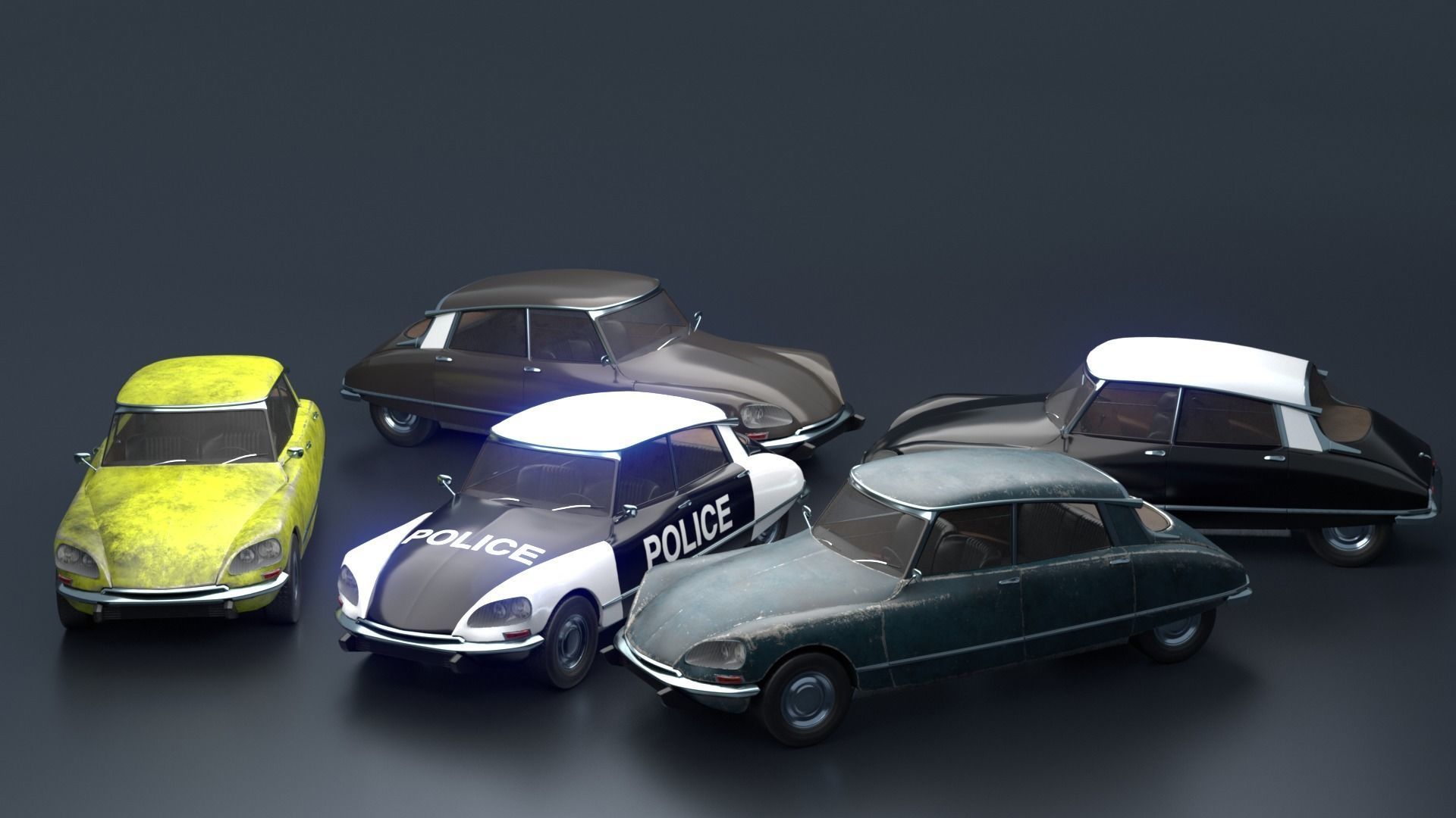 Retro Vehicle  - Citroen DS - Low-poly 3D model_6
