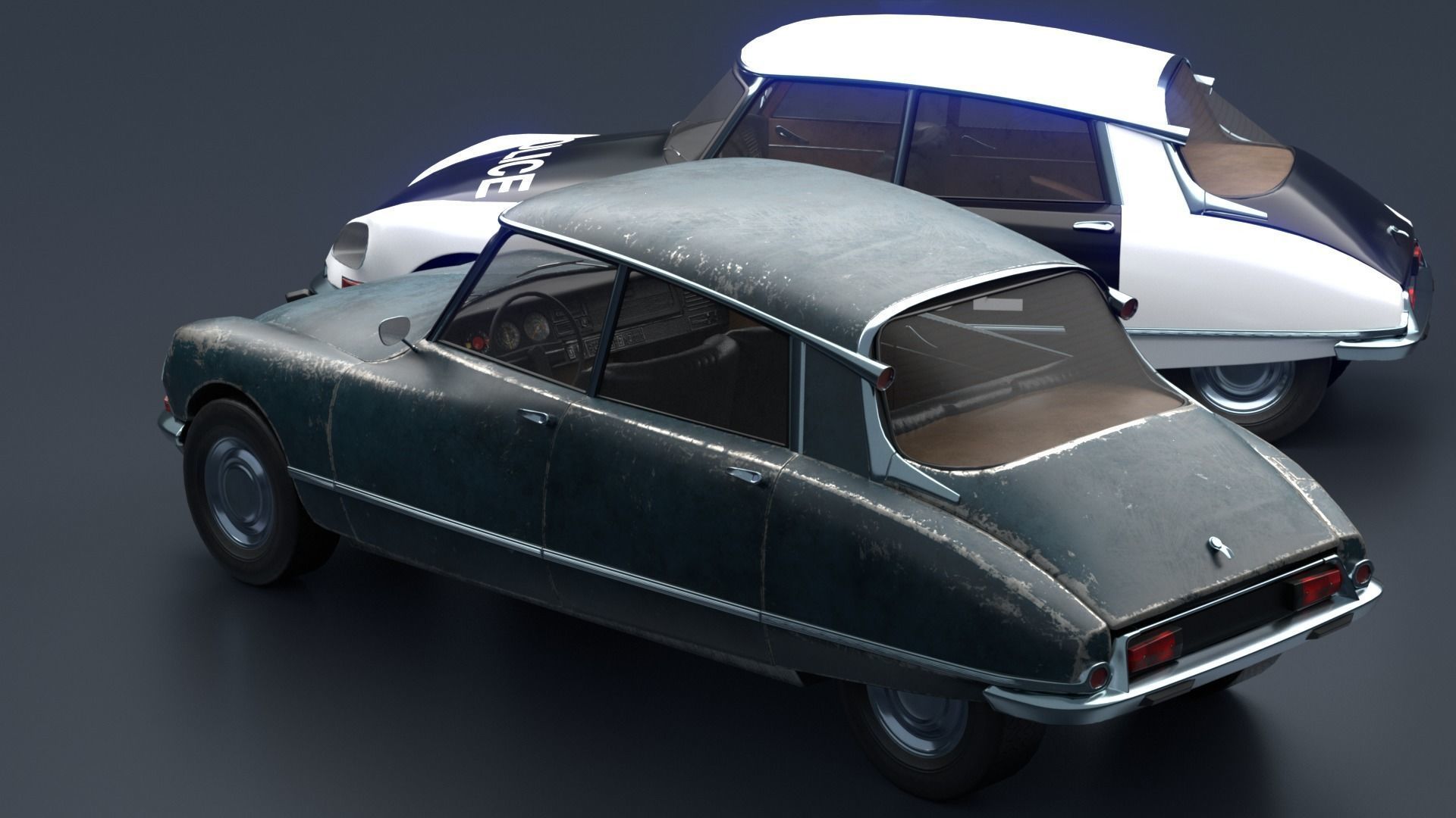 Retro Vehicle  - Citroen DS - Low-poly 3D model_7