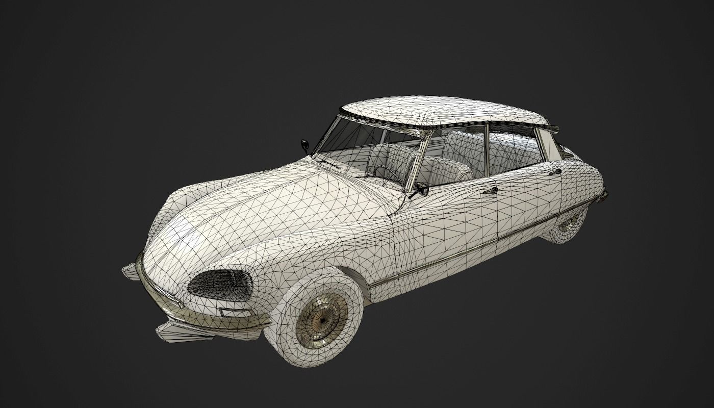Retro Vehicle  - Citroen DS - Low-poly 3D model_14