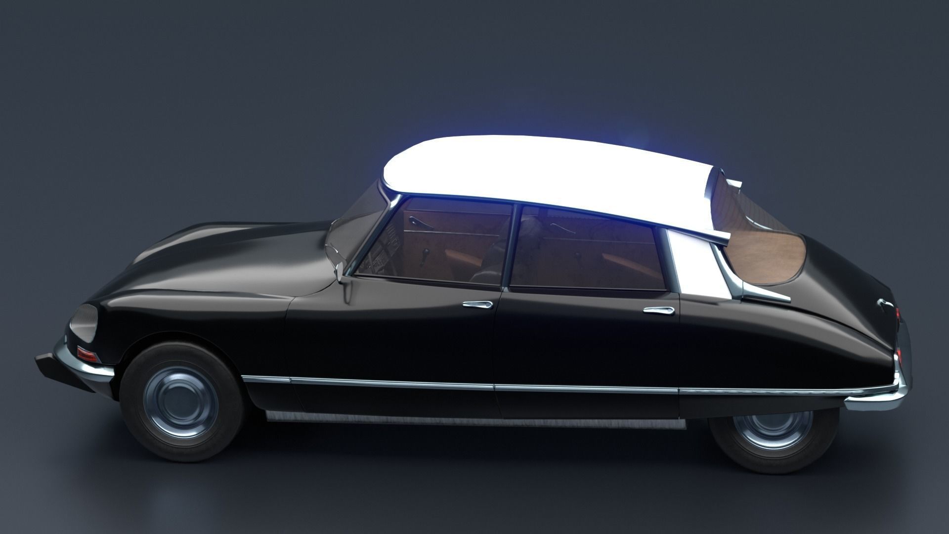 Retro Vehicle  - Citroen DS - Low-poly 3D model_10