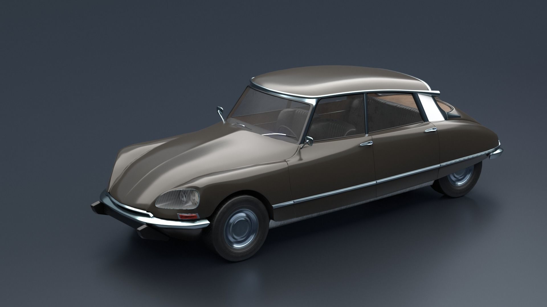 Retro Vehicle  - Citroen DS - Low-poly 3D model_4