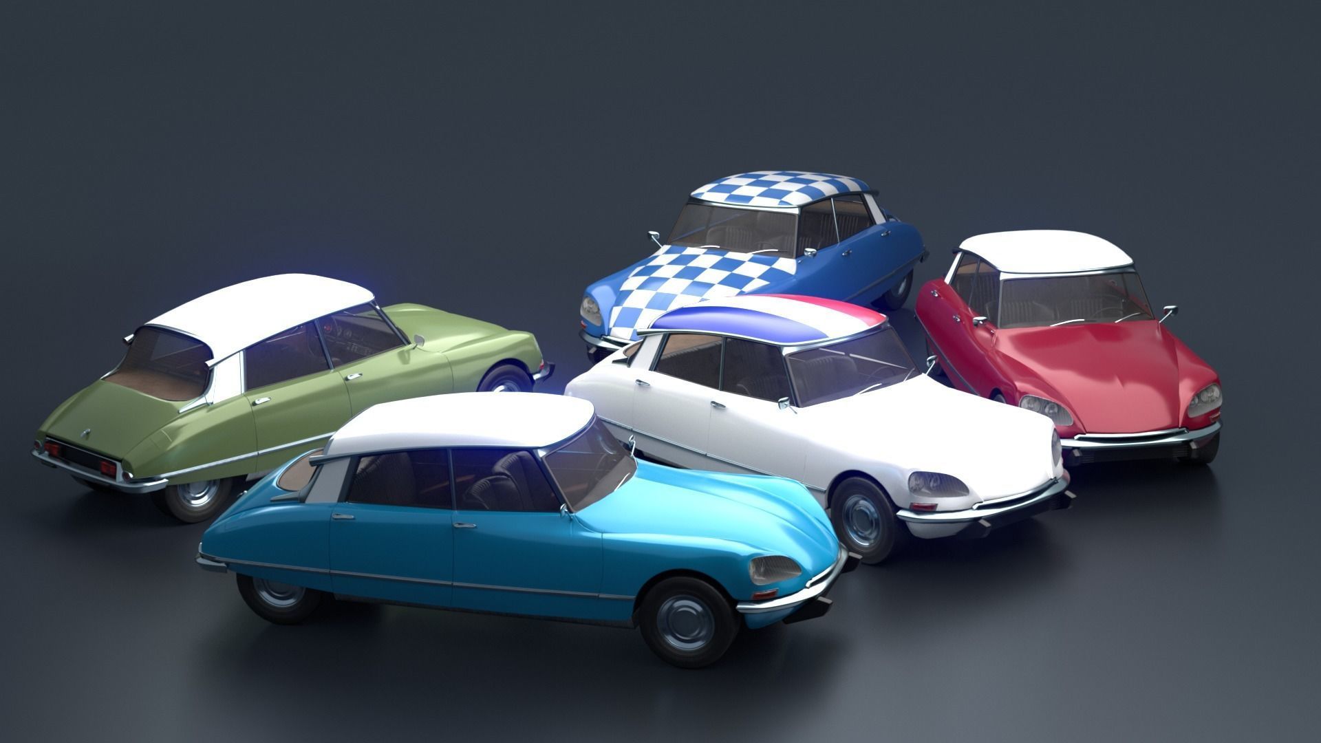 Retro Vehicle  - Citroen DS - Low-poly 3D model_5