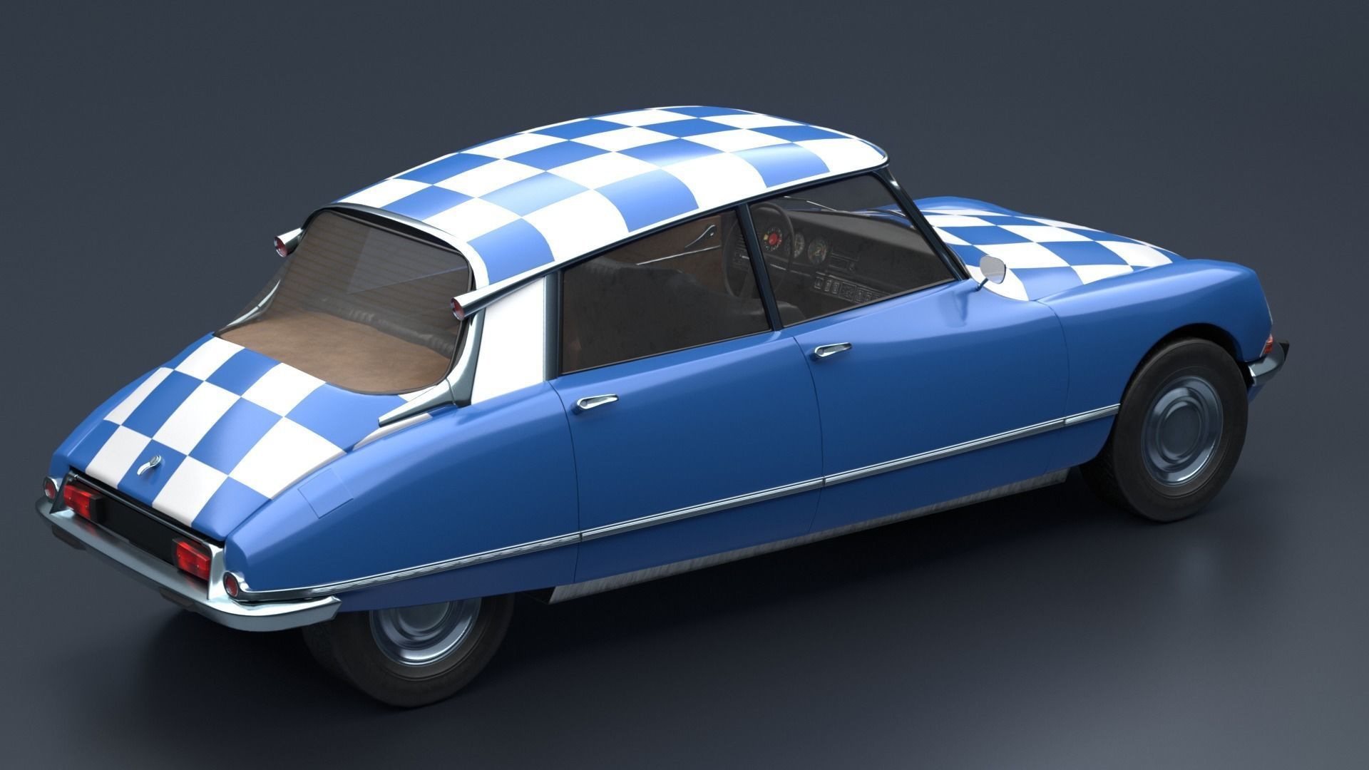 Retro Vehicle  - Citroen DS - Low-poly 3D model_9