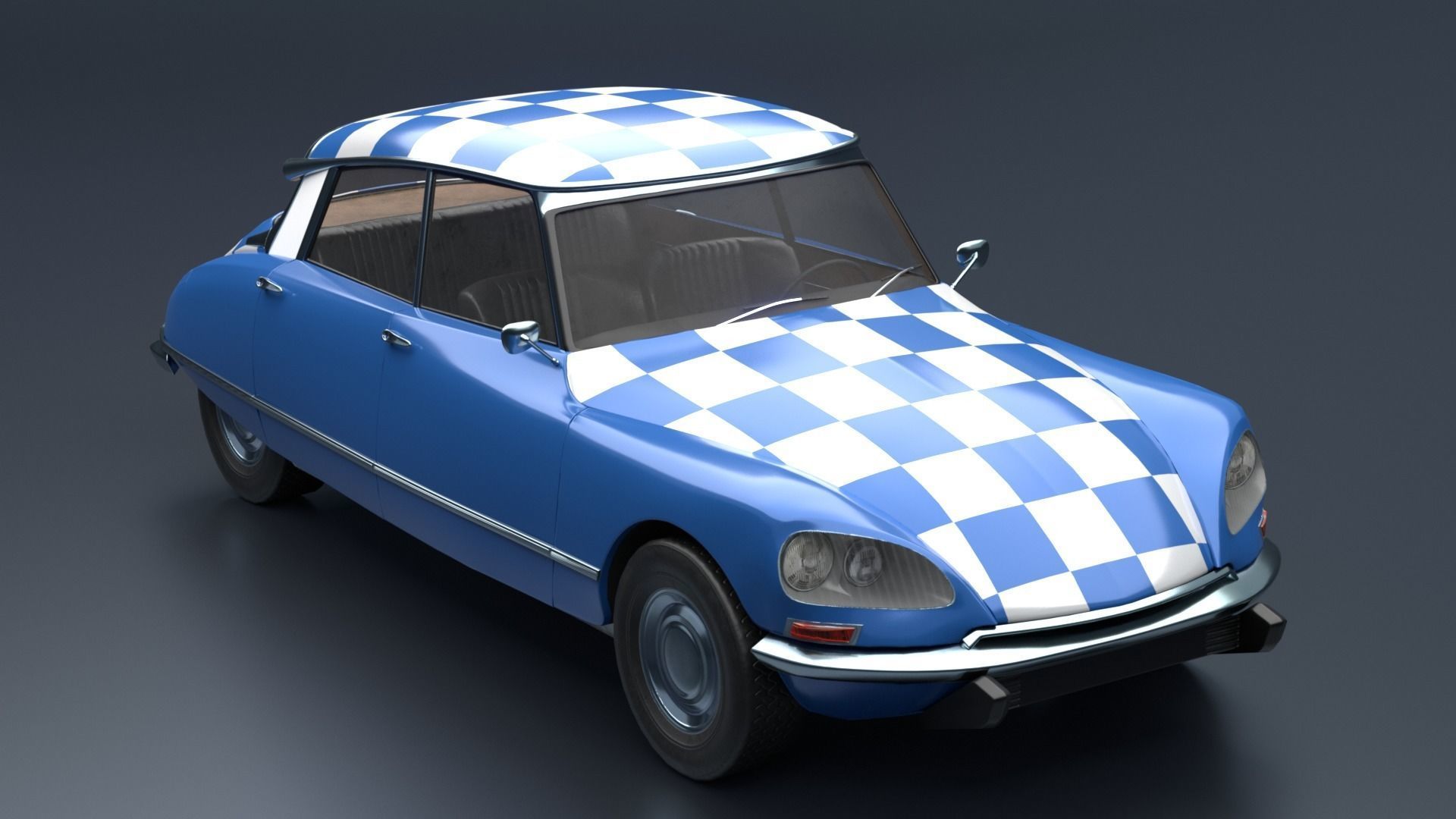 Retro Vehicle  - Citroen DS - Low-poly 3D model_3