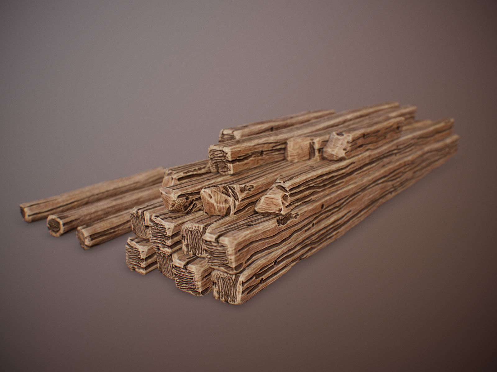 stylized Wood Sticks PBR Low-poly 3D model_14