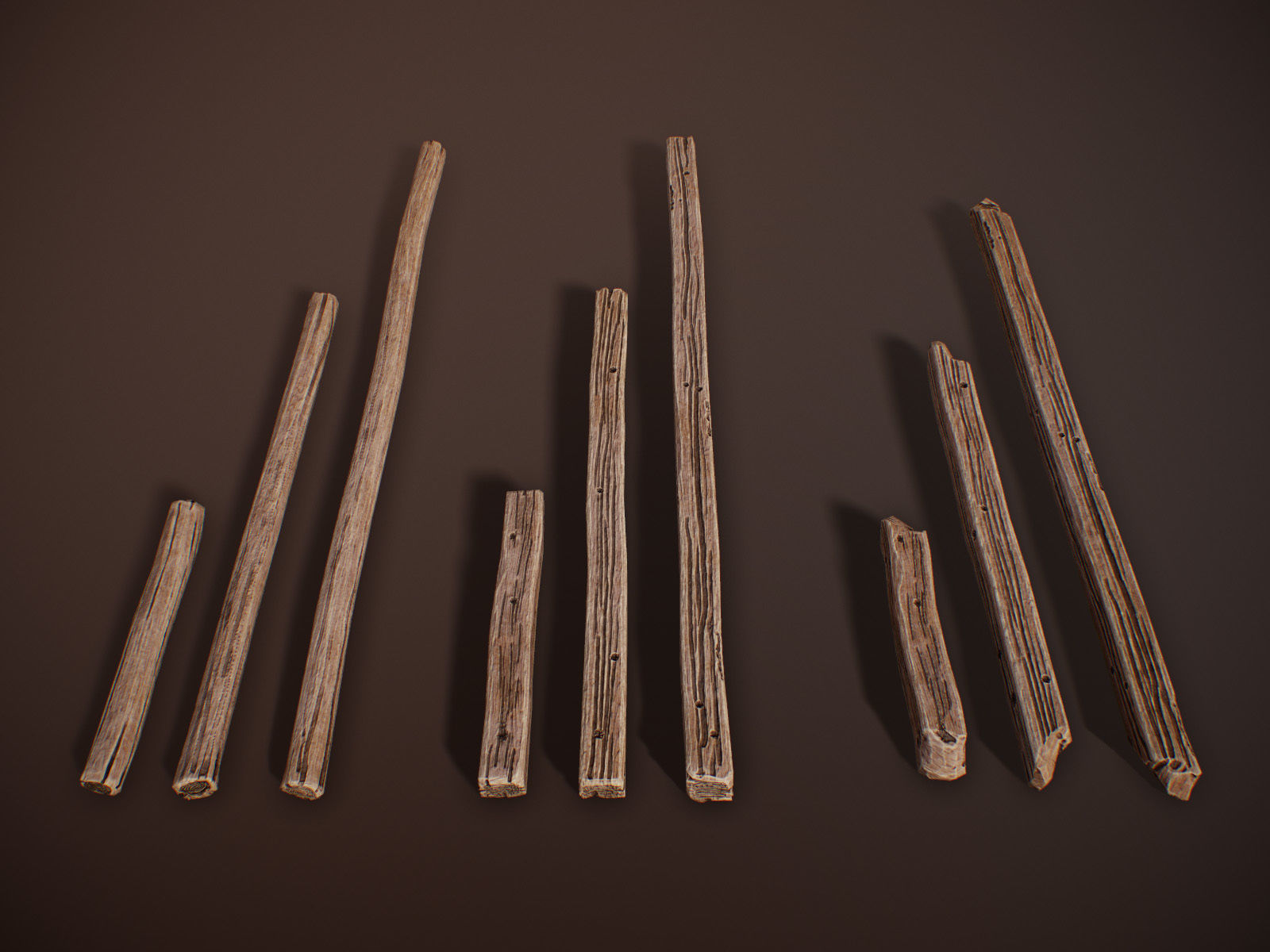 stylized Wood Sticks PBR Low-poly 3D model_2