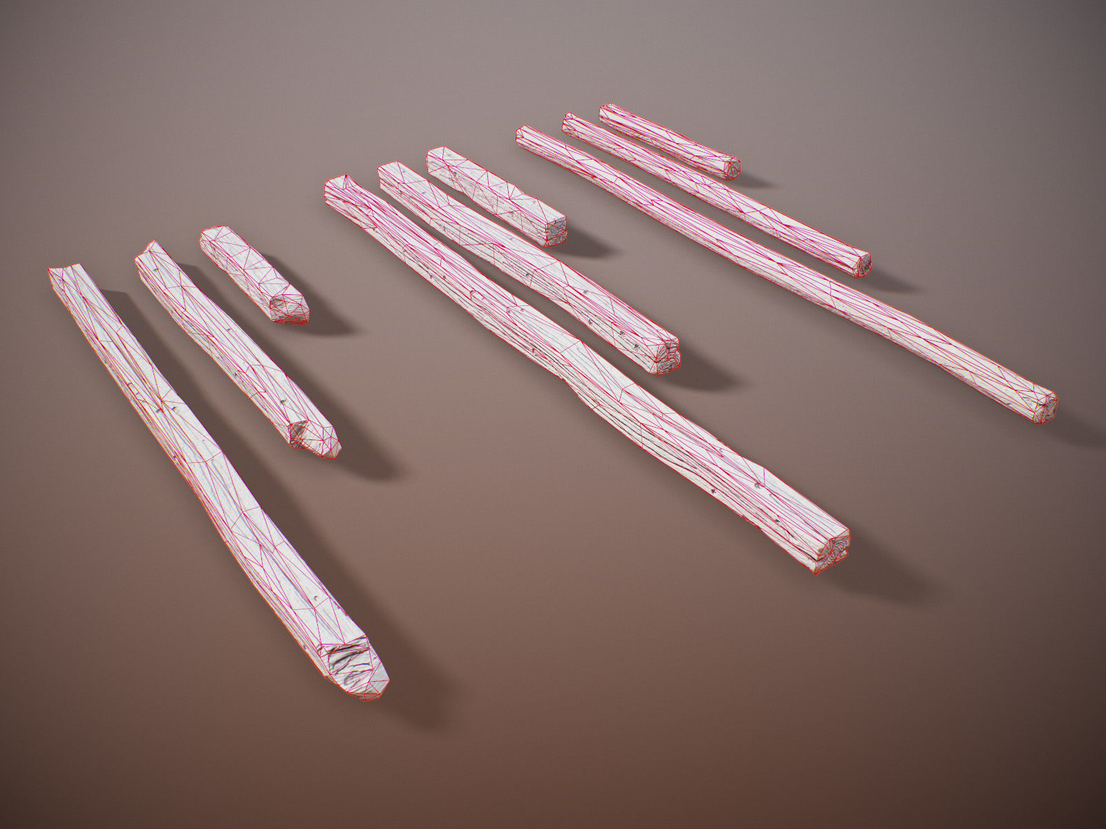stylized Wood Sticks PBR Low-poly 3D model_22