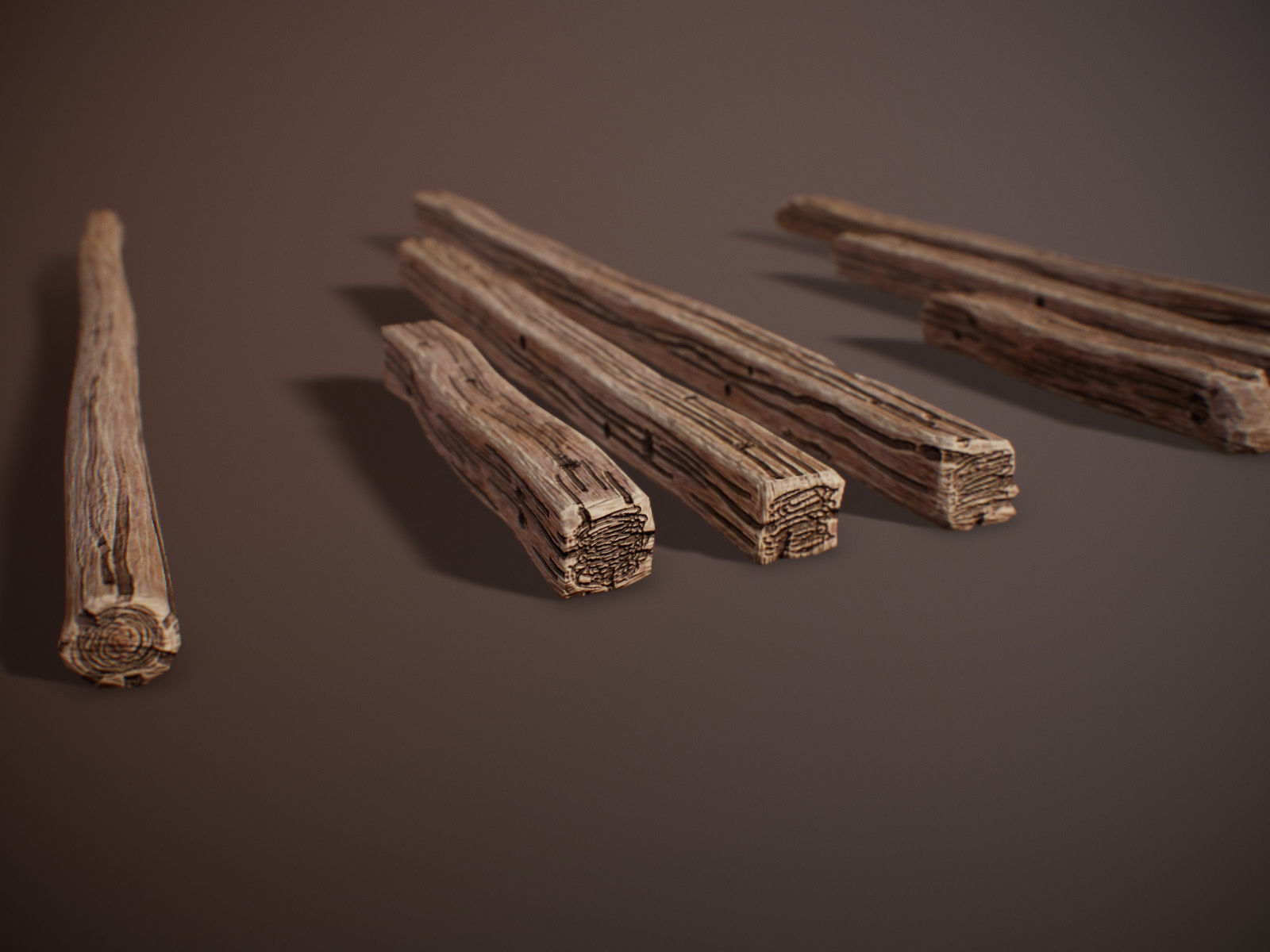 stylized Wood Sticks PBR Low-poly 3D model_10