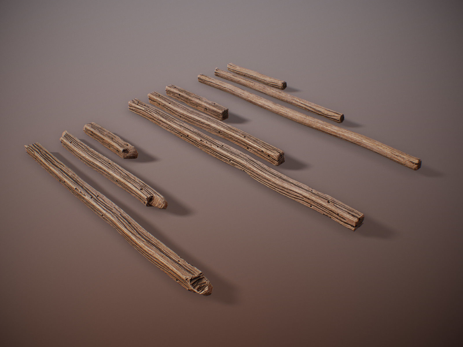 stylized Wood Sticks PBR Low-poly 3D model_6