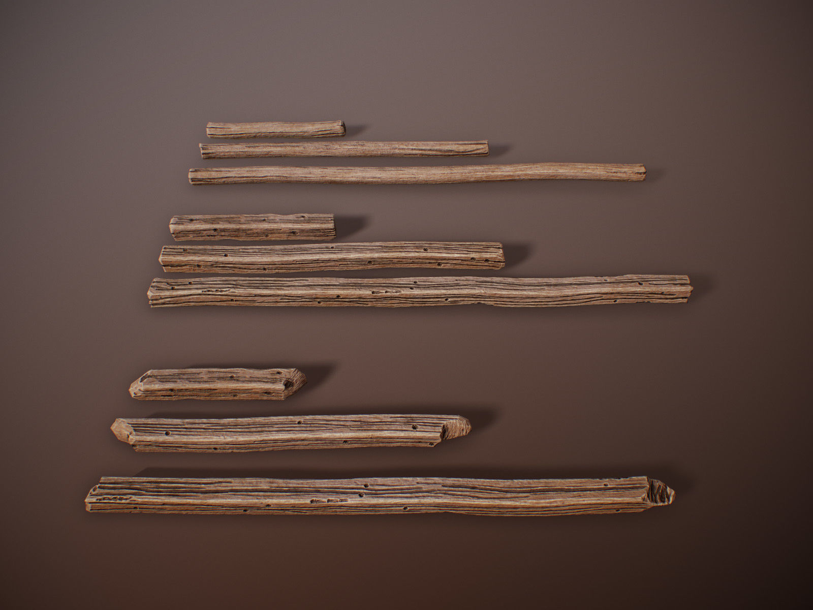 stylized Wood Sticks PBR Low-poly 3D model_7