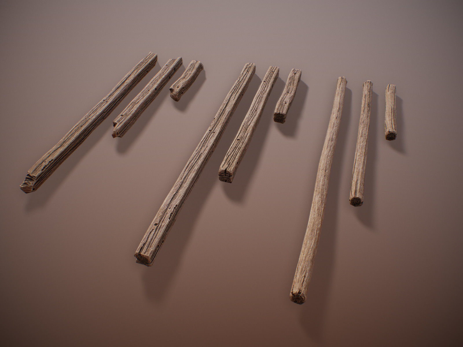 stylized Wood Sticks PBR Low-poly 3D model_5