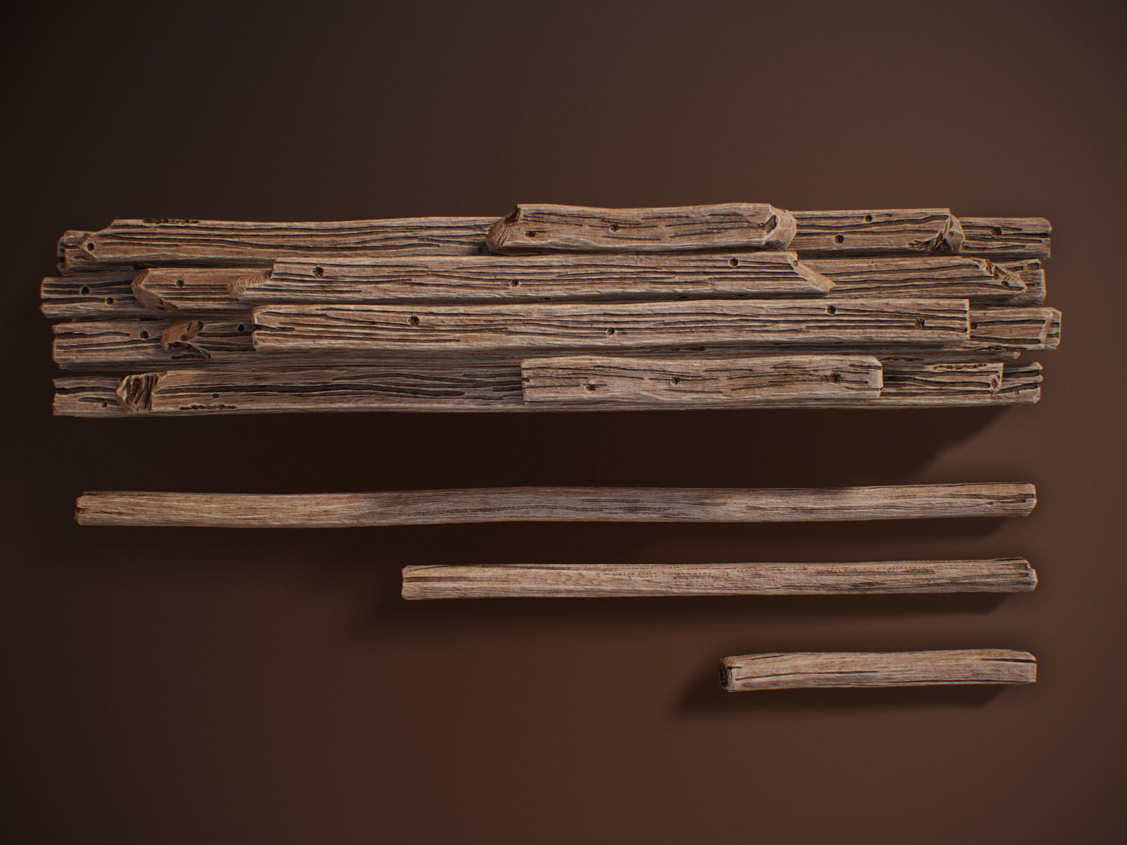 stylized Wood Sticks PBR Low-poly 3D model_18