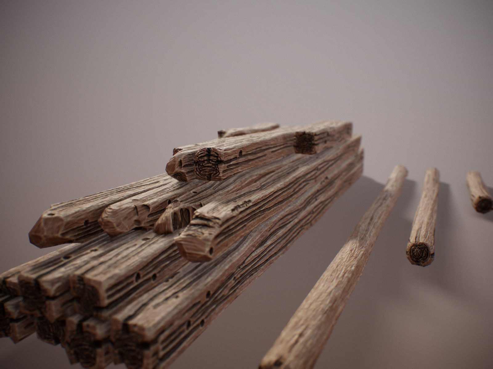 stylized Wood Sticks PBR Low-poly 3D model_15
