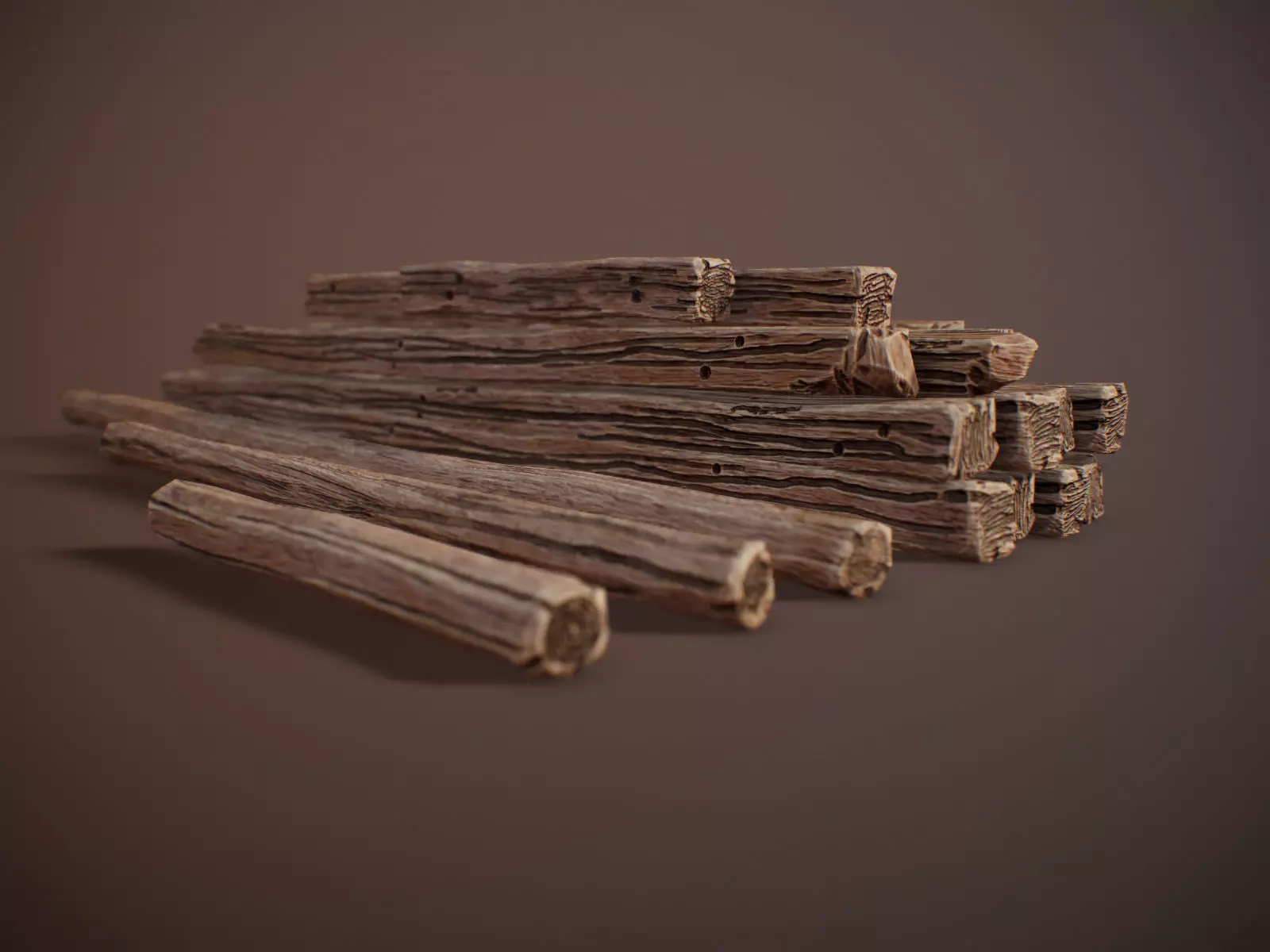 stylized Wood Sticks PBR Low-poly 3D model_0