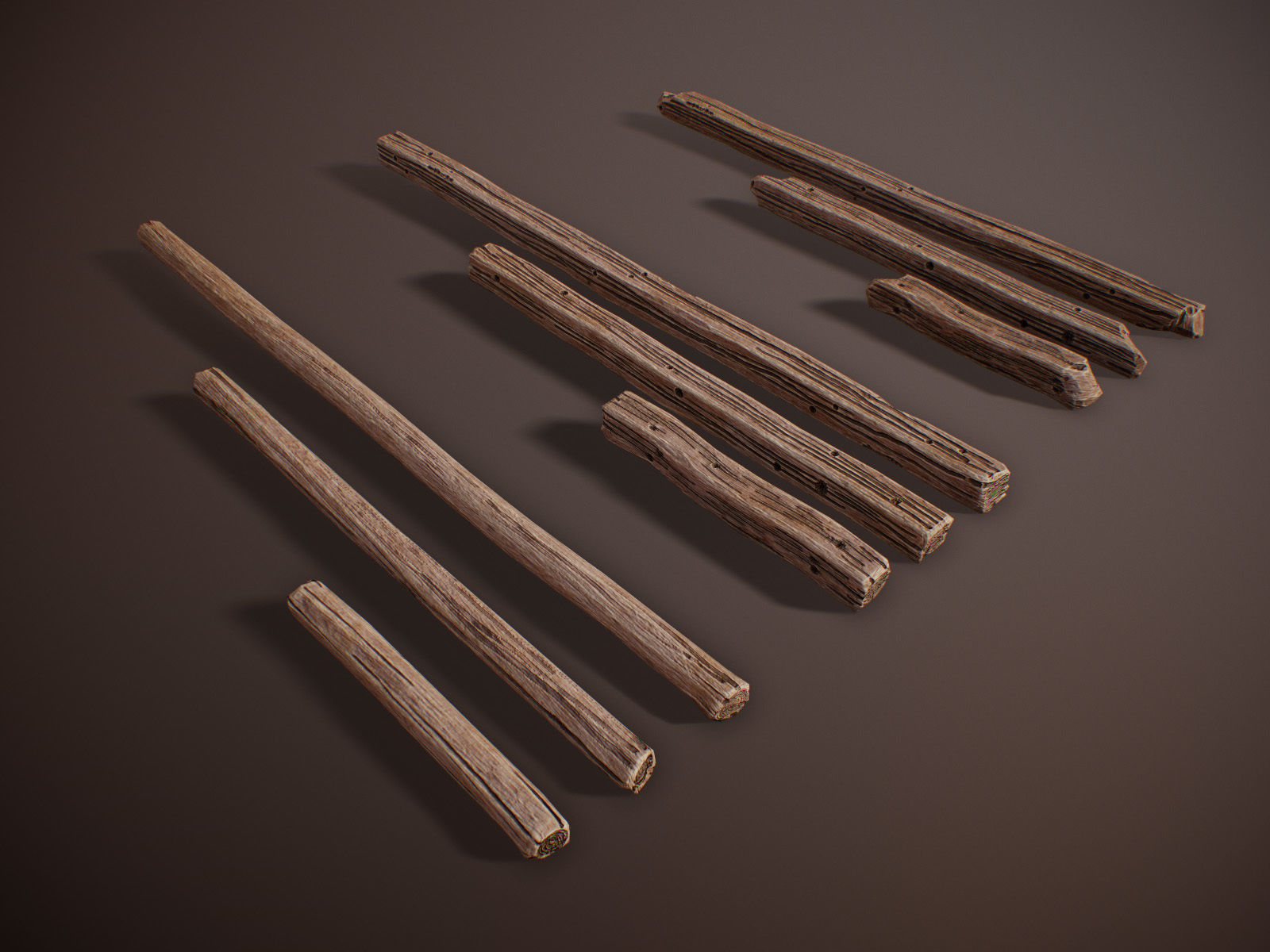 stylized Wood Sticks PBR Low-poly 3D model_3