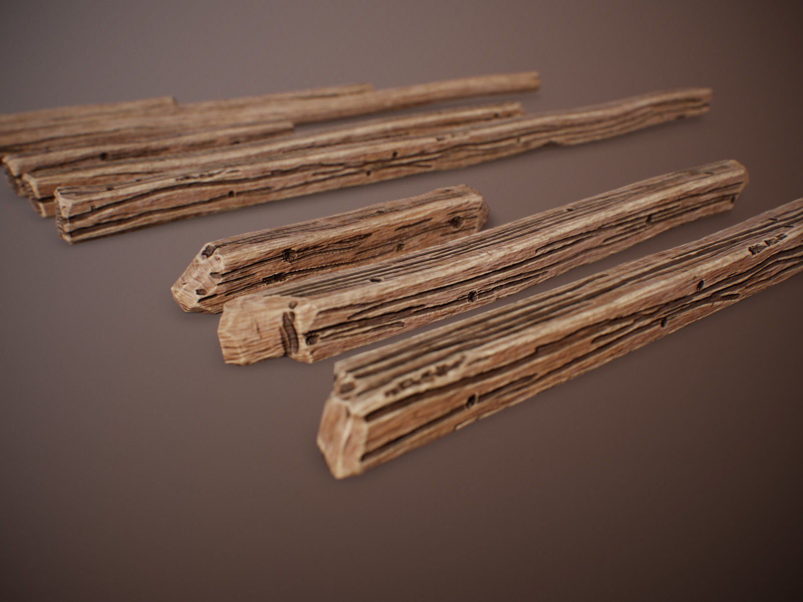 stylized Wood Sticks PBR Low-poly 3D model_9