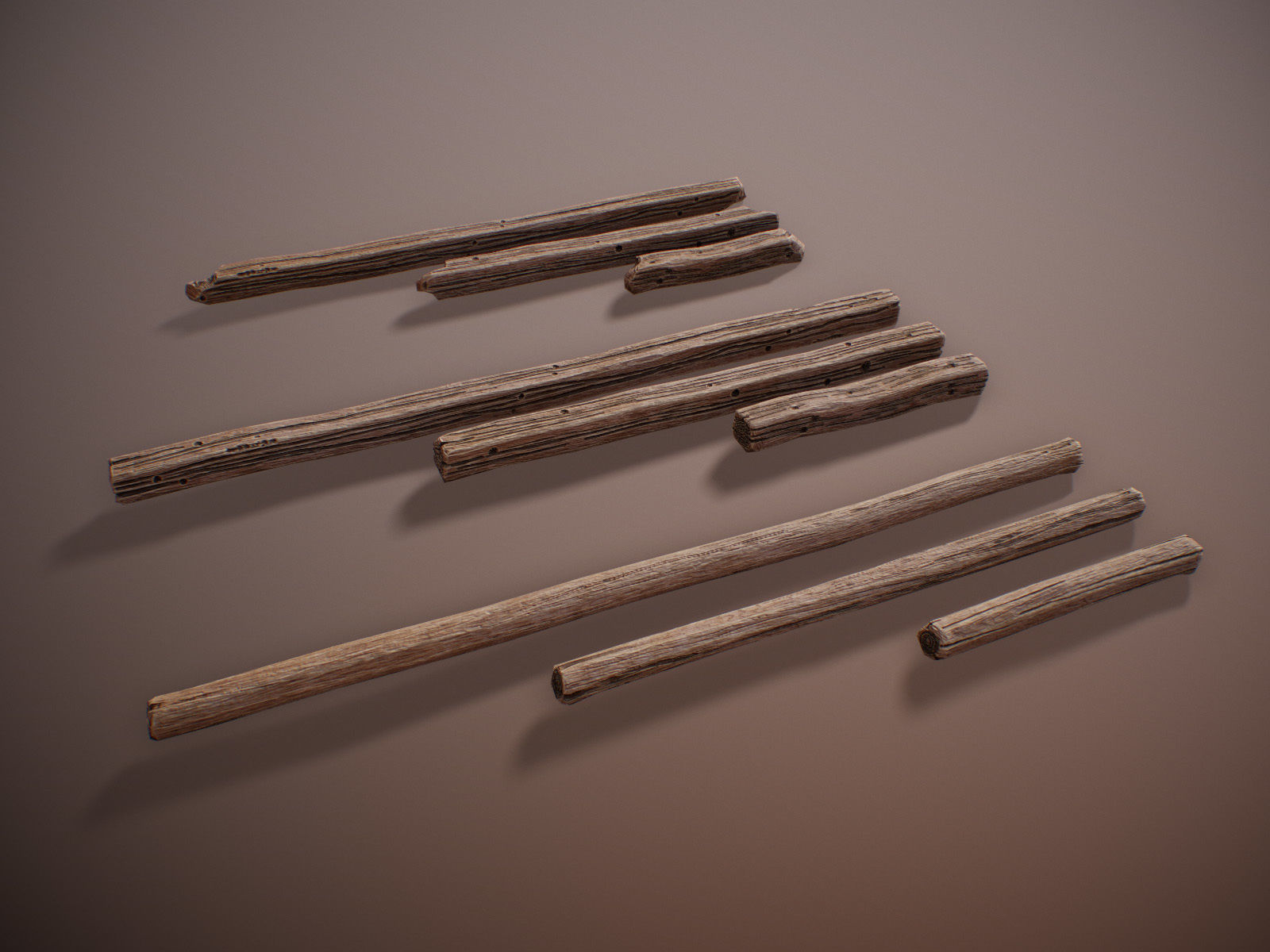 stylized Wood Sticks PBR Low-poly 3D model_4
