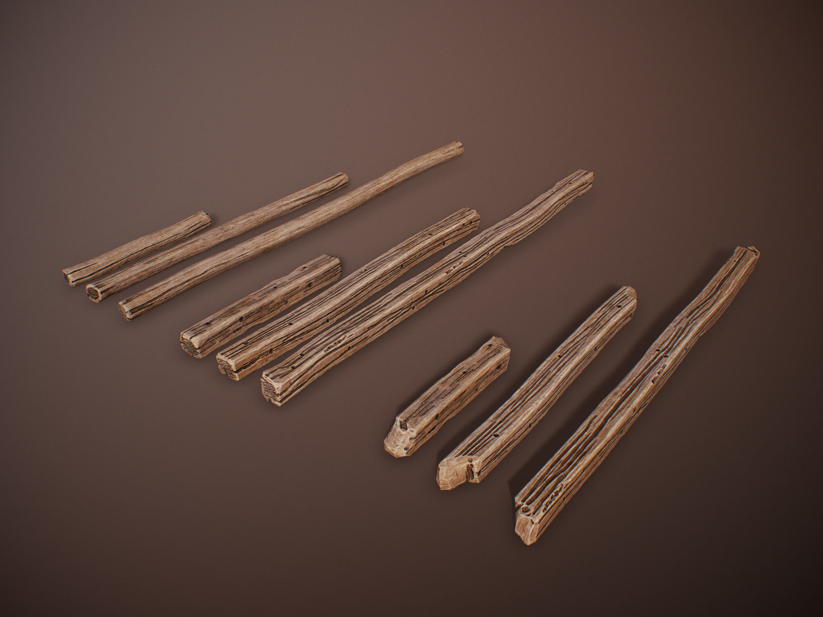 stylized Wood Sticks PBR Low-poly 3D model_8
