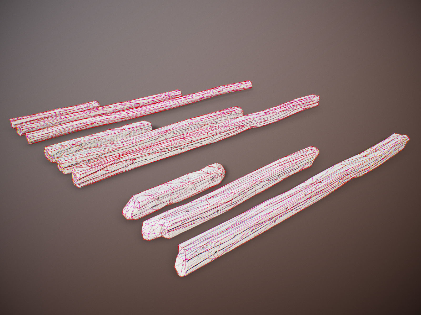 stylized Wood Sticks PBR Low-poly 3D model_21