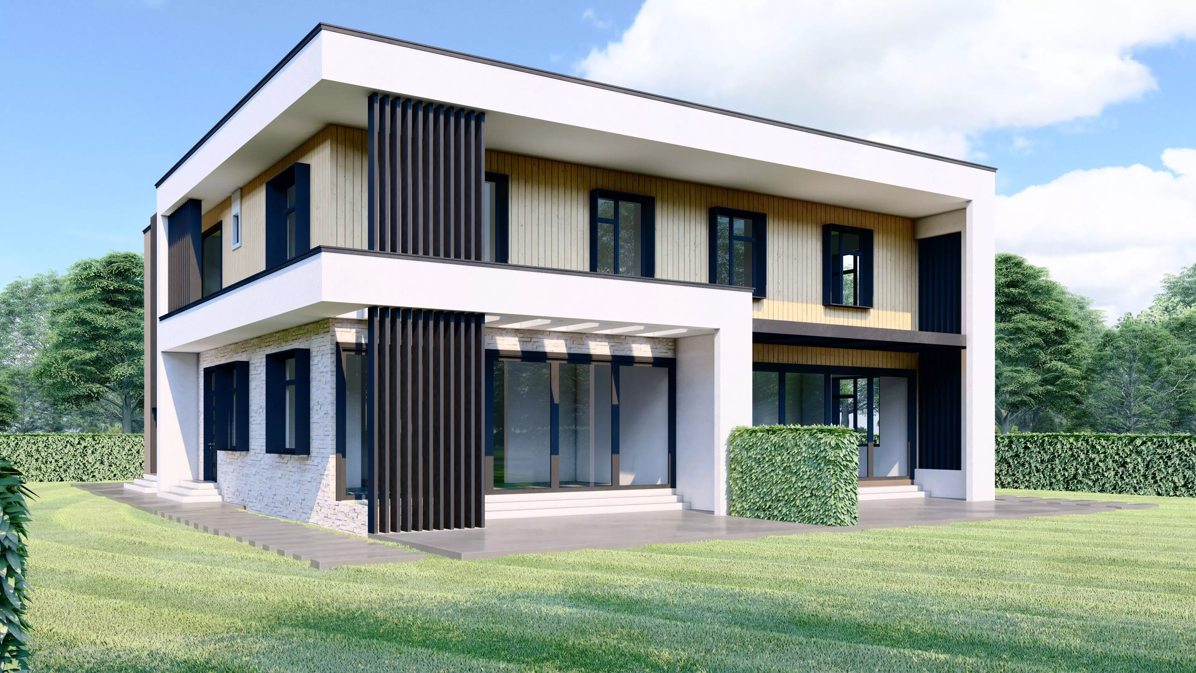 Modern House - ABD Low-poly 3D model_0