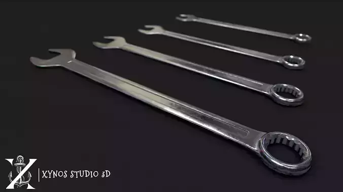 Spanner wrench Low-poly 3D model