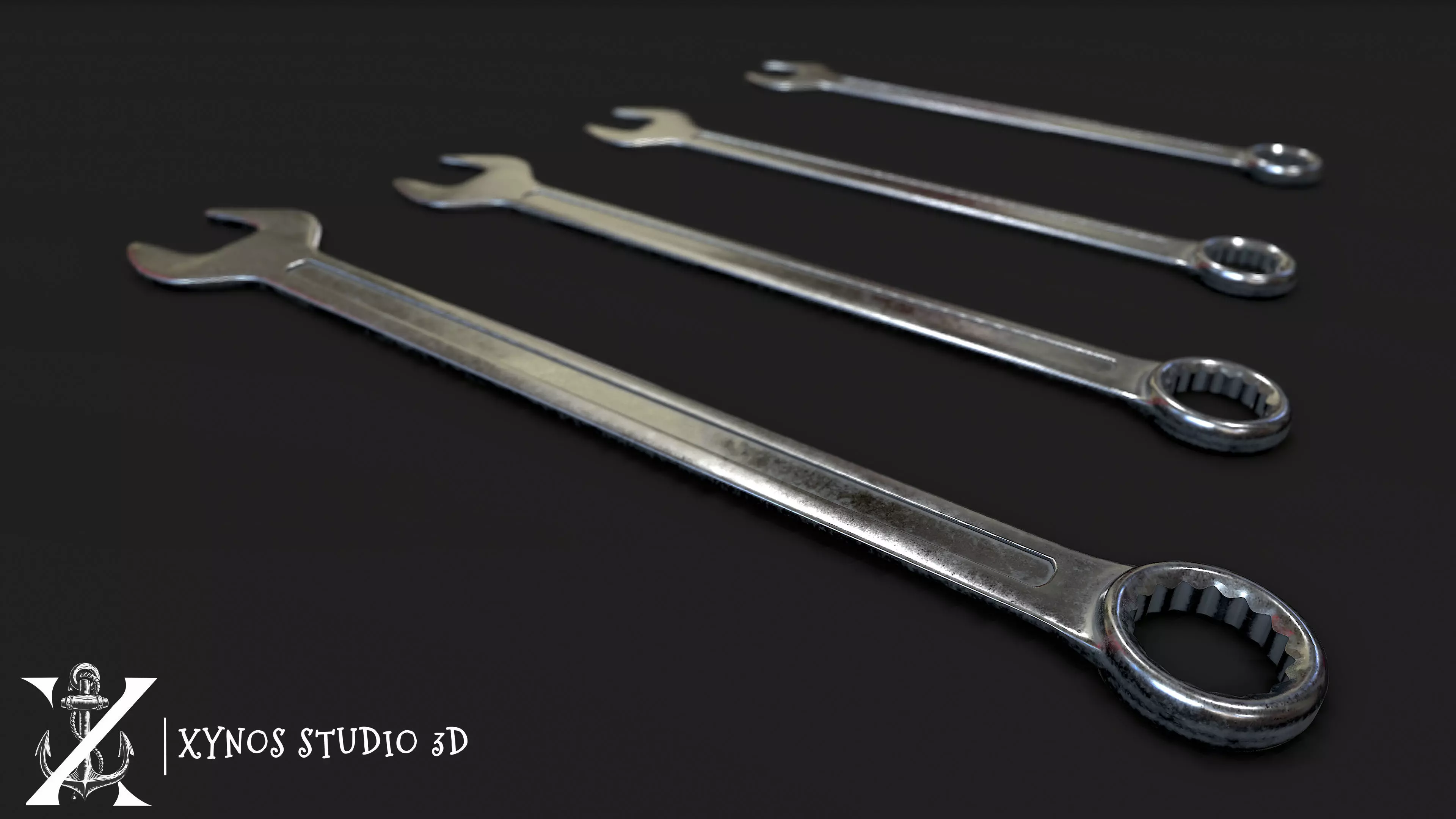 Spanner wrench Low-poly 3D model_0