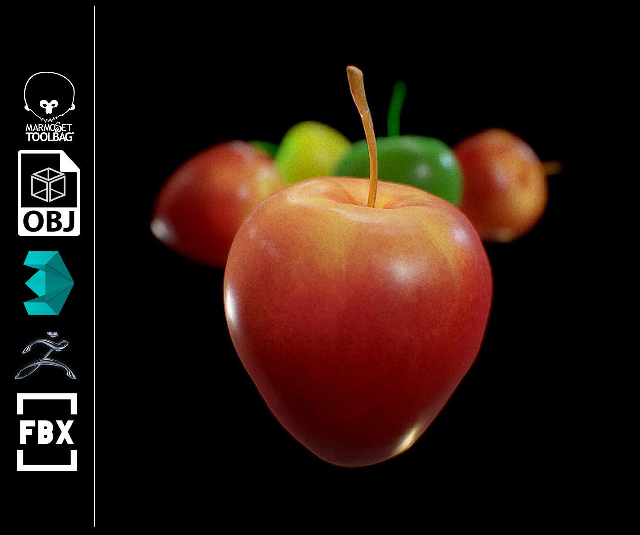 apple Low-poly 3D model_0