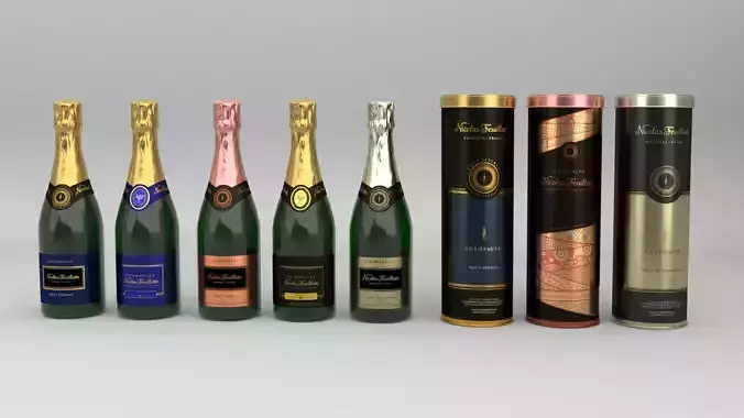 Nicolas Feuillatte Palmes Dor Champagne All Brut Bottles 3D model