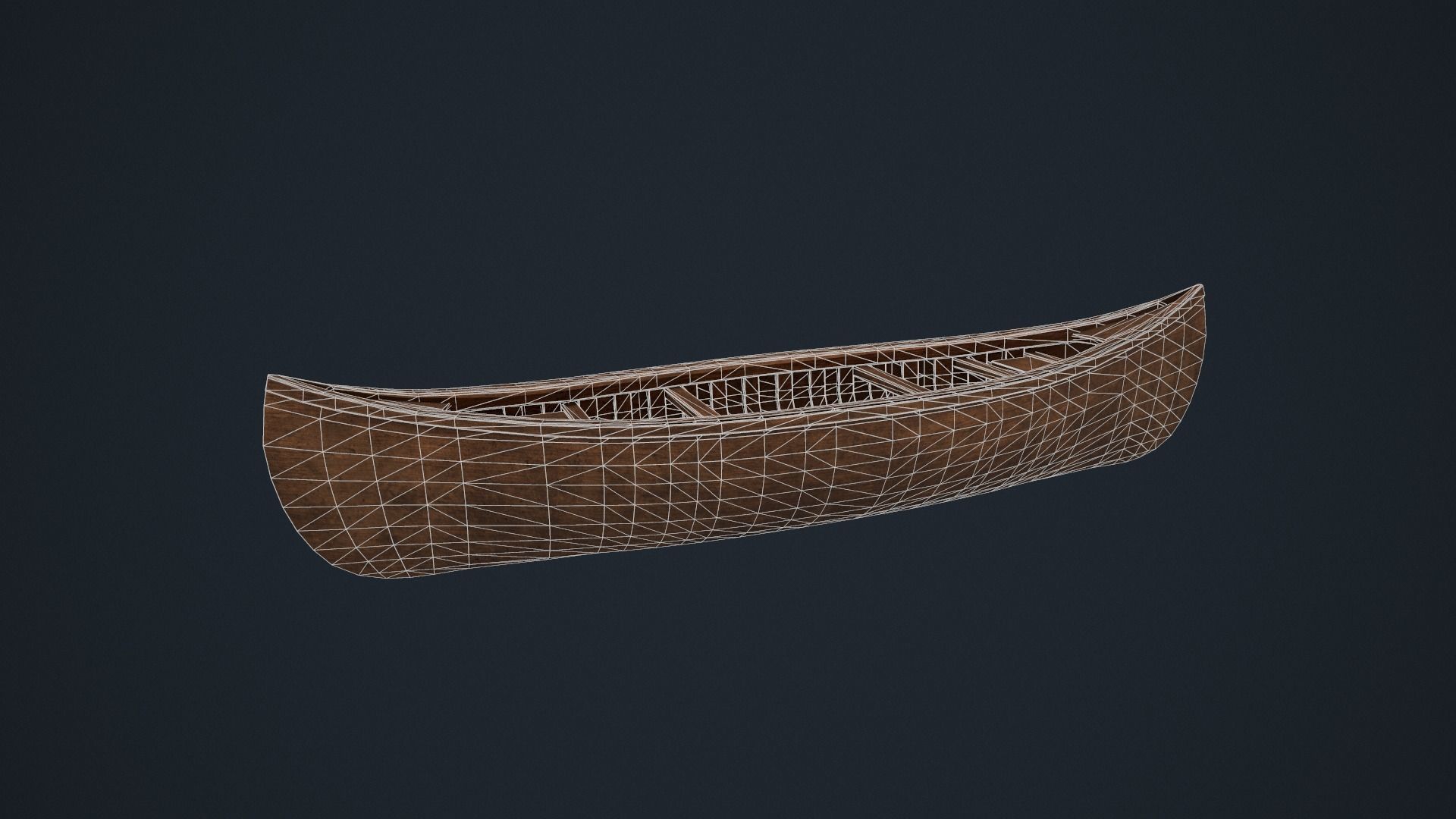 Wooden Canoe - Antique Canoe - Old Canoe - Water Craft Low-poly 3D model_11