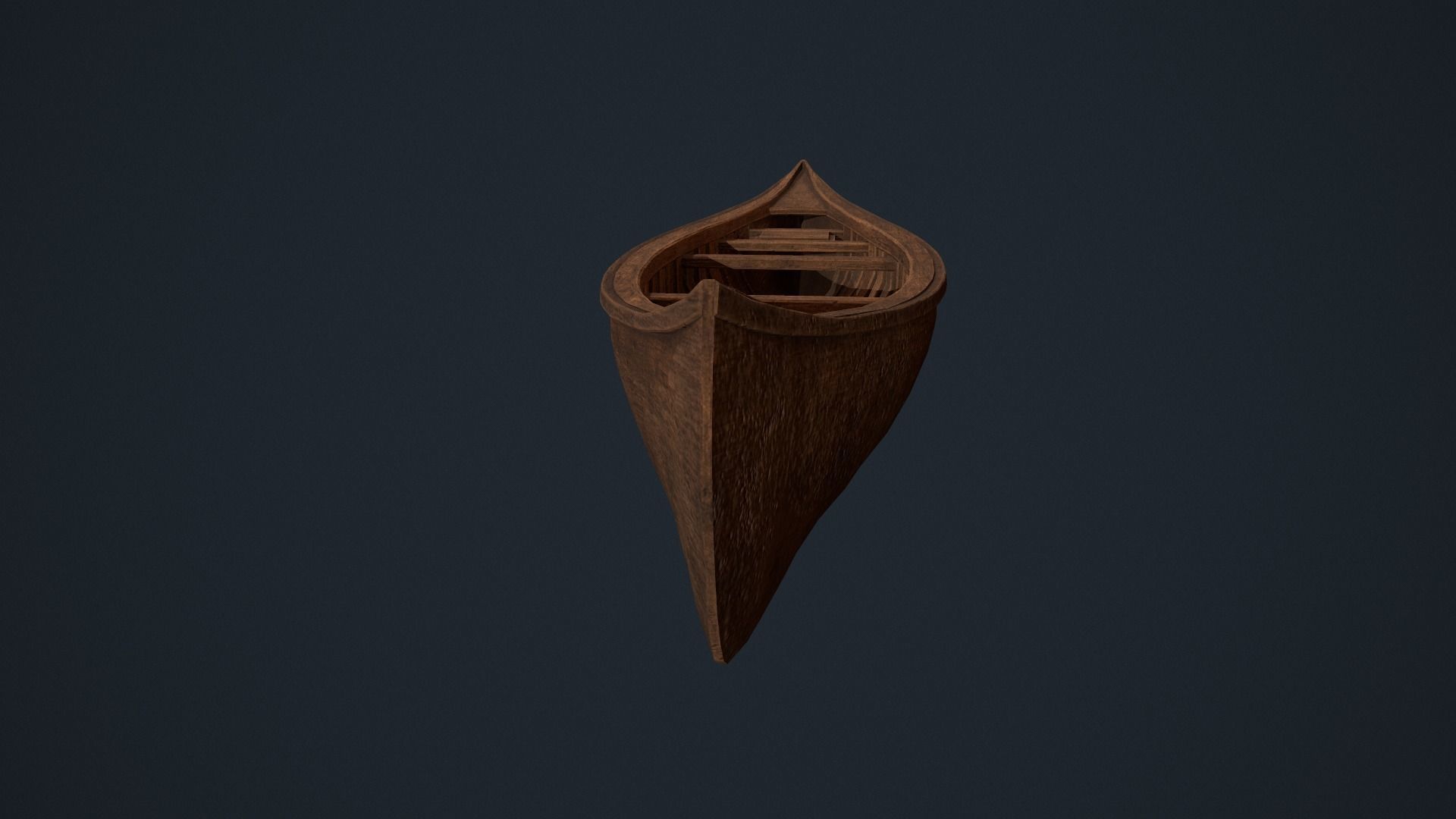 Wooden Canoe - Antique Canoe - Old Canoe - Water Craft Low-poly 3D model_3