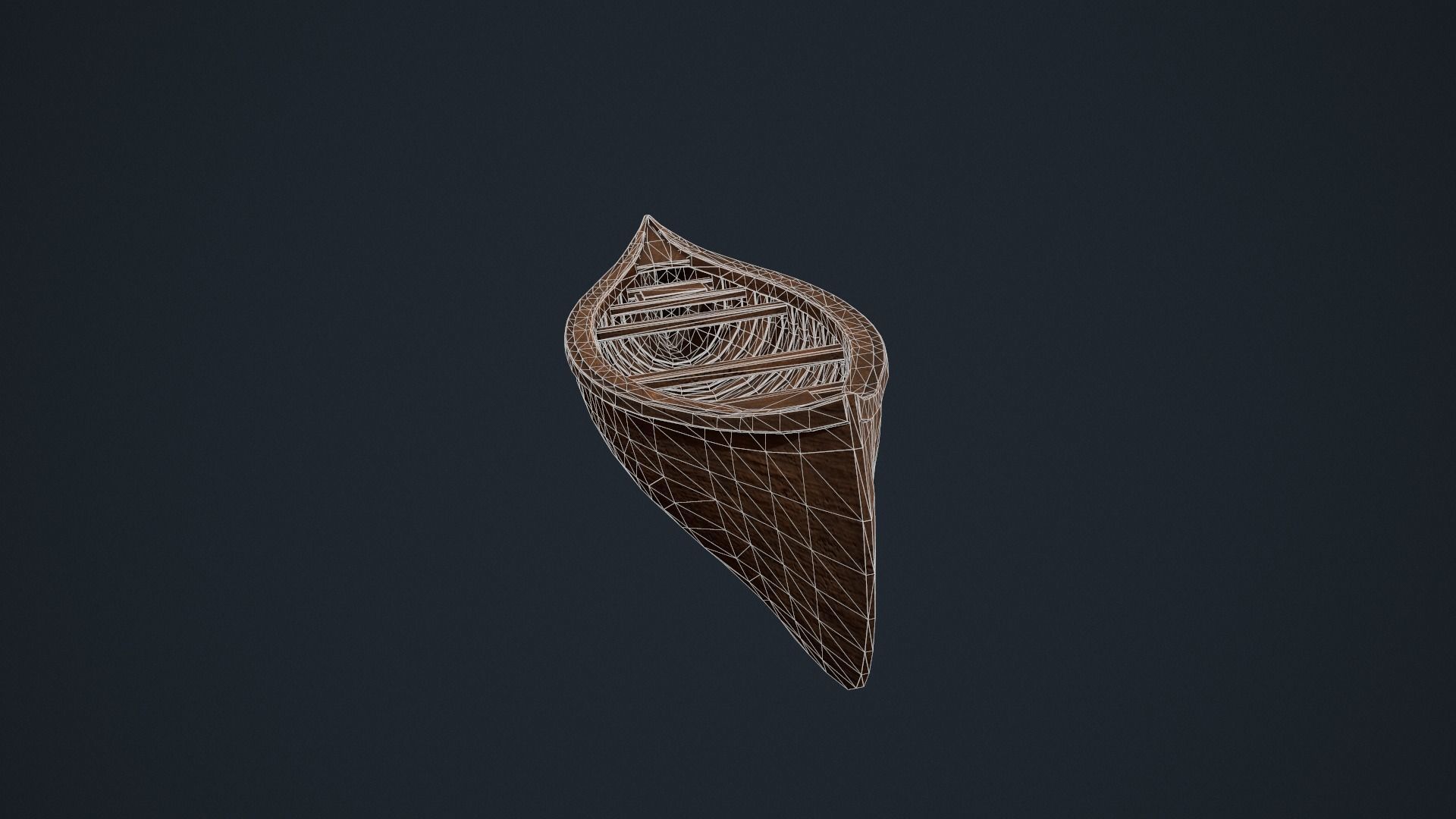 Wooden Canoe - Antique Canoe - Old Canoe - Water Craft Low-poly 3D model_12