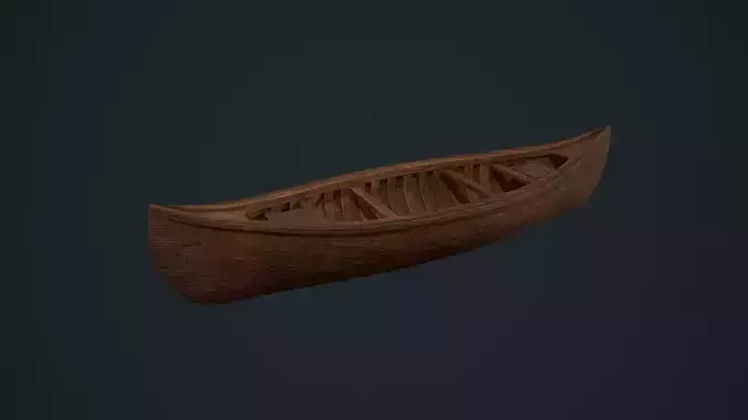 Wooden Canoe - Antique Canoe - Old Canoe - Water Craft Low-poly 3D model
