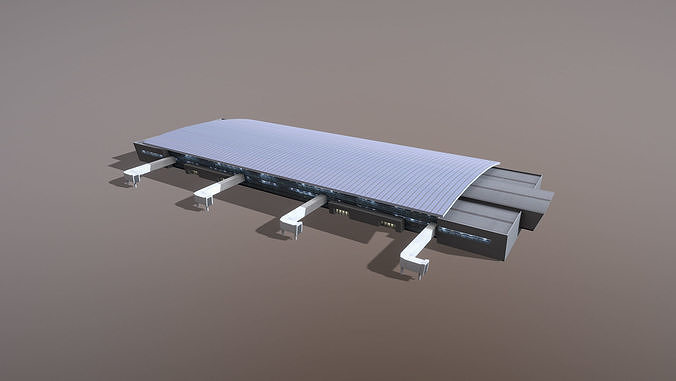 Airport Terminal UWKD Terminal-1A Low-poly 3D model