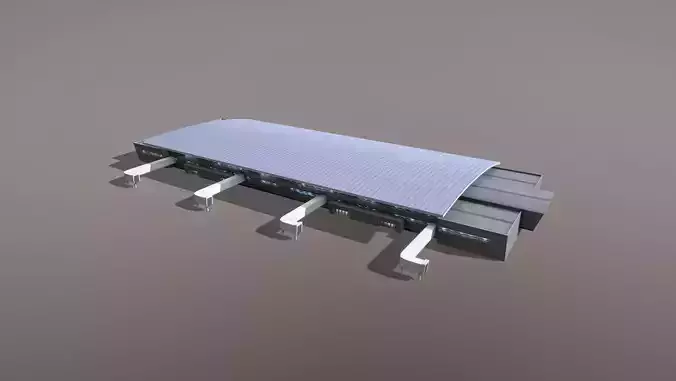 Airport Terminal UWKD Terminal-1A Low-poly 3D model
