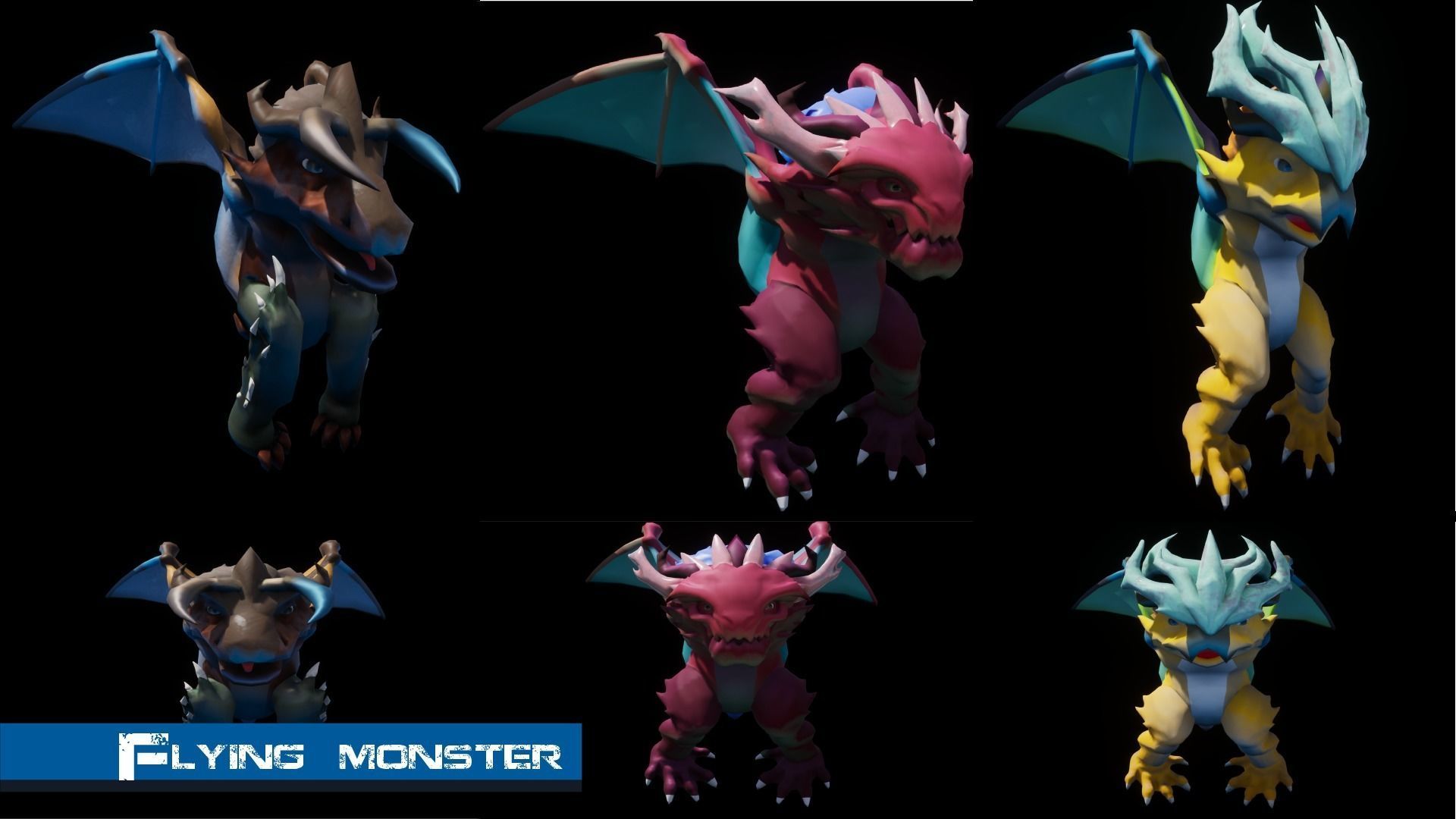 Flying Monster Low-poly 3D model_2