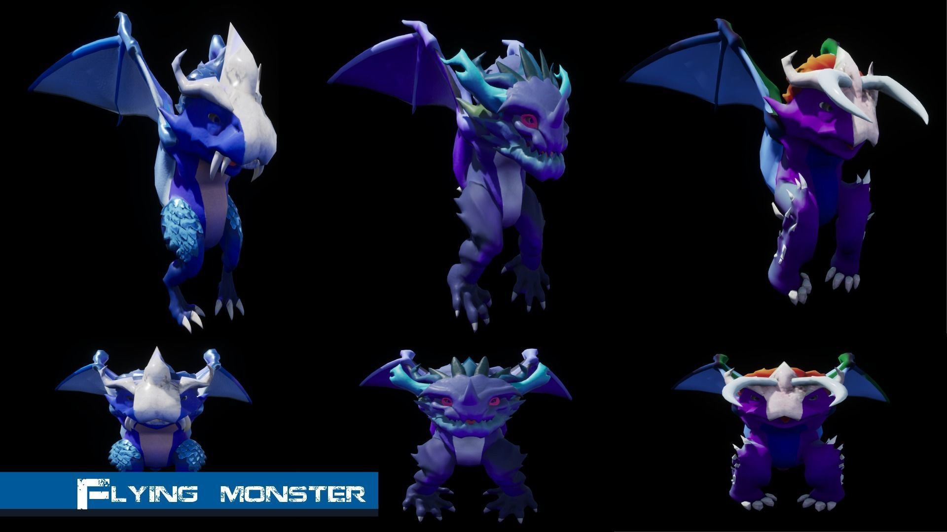 Flying Monster Low-poly 3D model_6