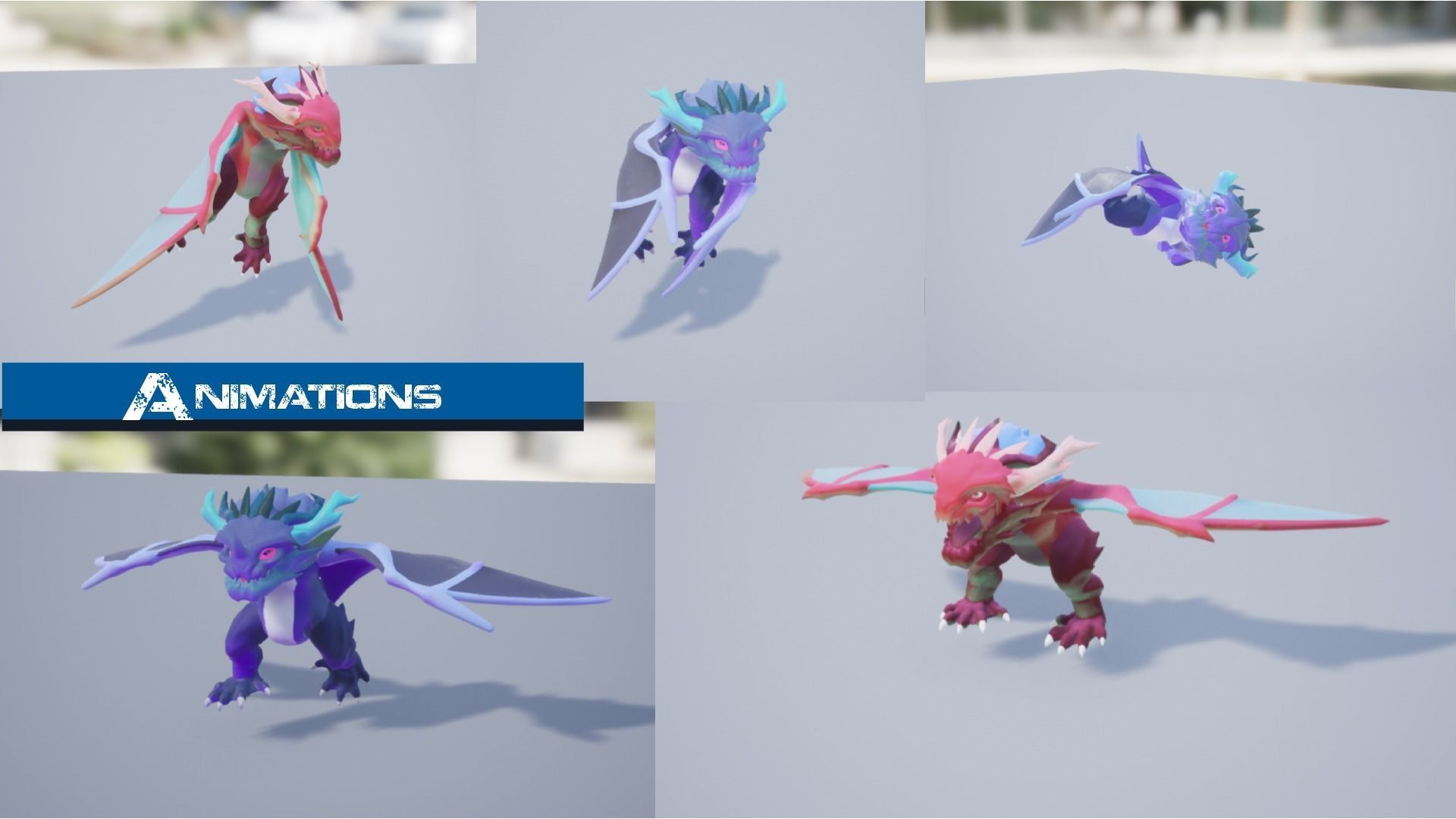 Flying Monster Low-poly 3D model_10