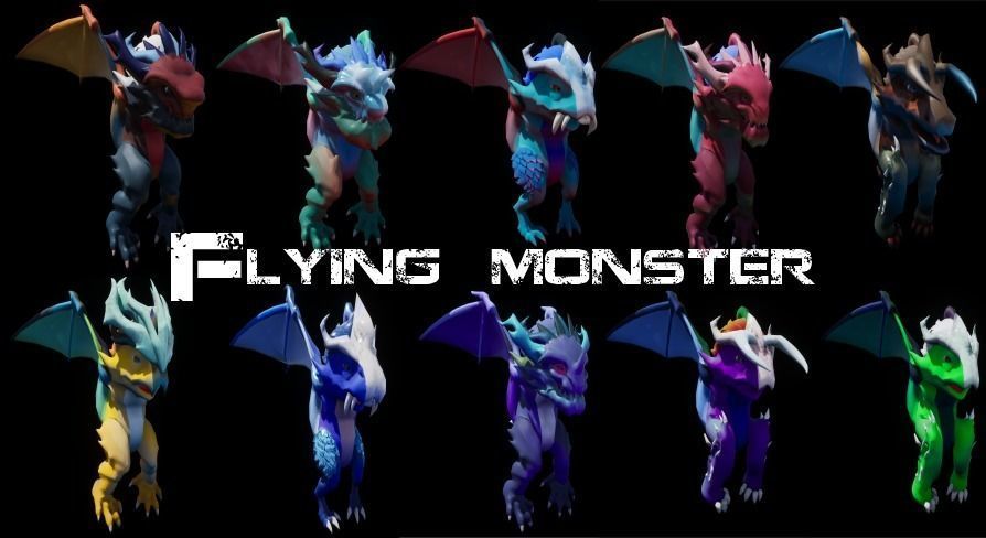 Flying Monster Low-poly 3D model_13