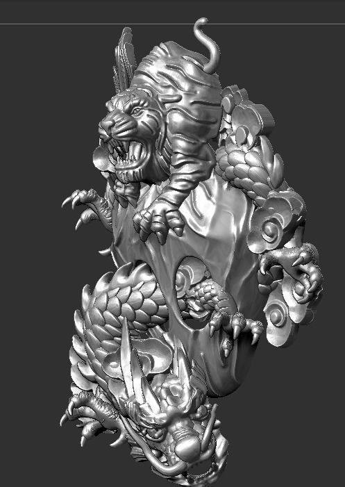 Tiger dragon pendant face 3D print model_1