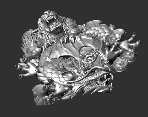 Tiger dragon pendant face 3D print model_2