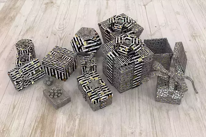 Gift Wrapping Box 3D model Low-poly 3D model