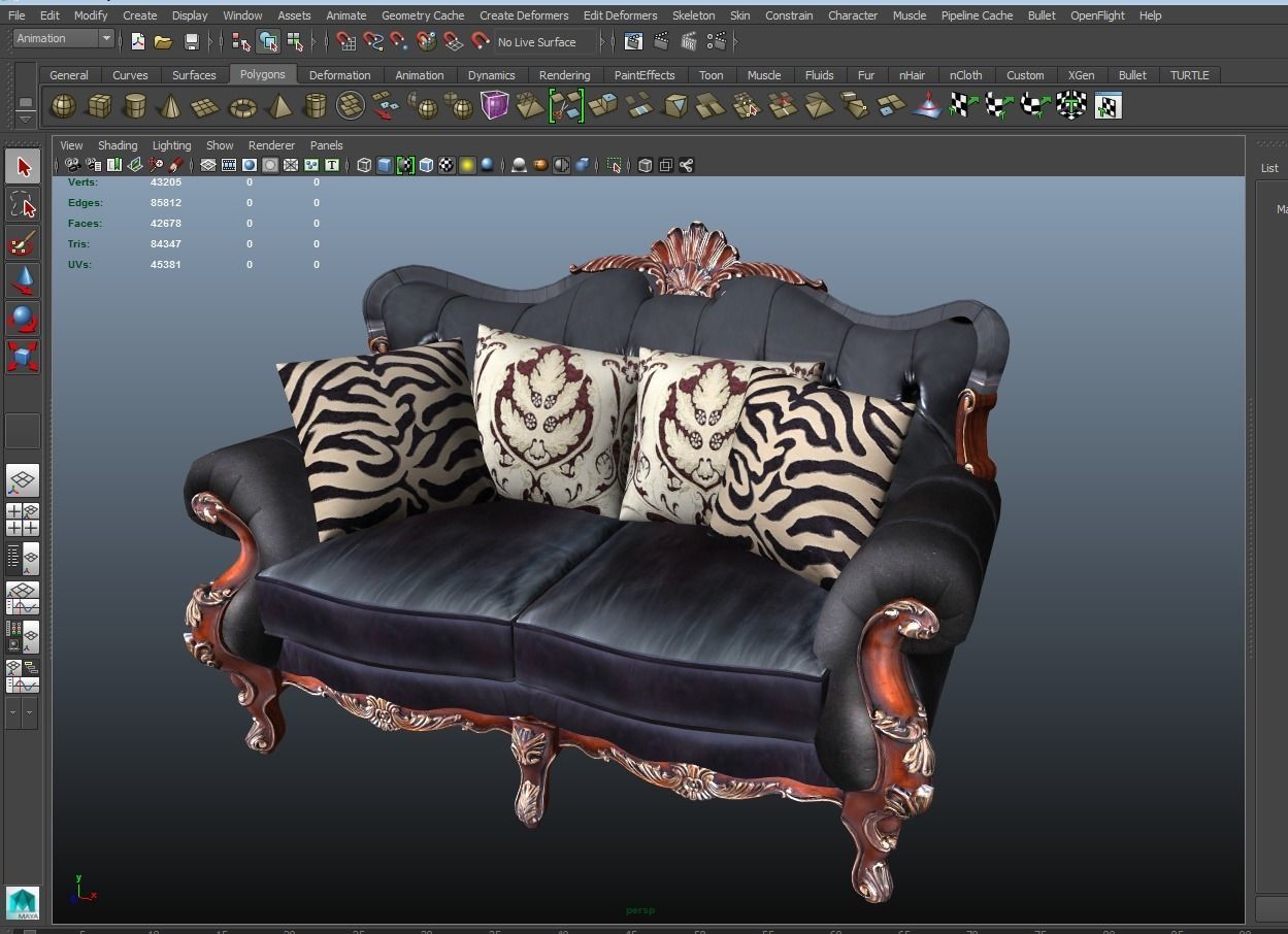 exquisite european classical sofa VR AR 3DModel 3D model_13