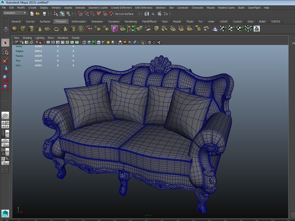 exquisite european classical sofa VR AR 3DModel 3D model_16