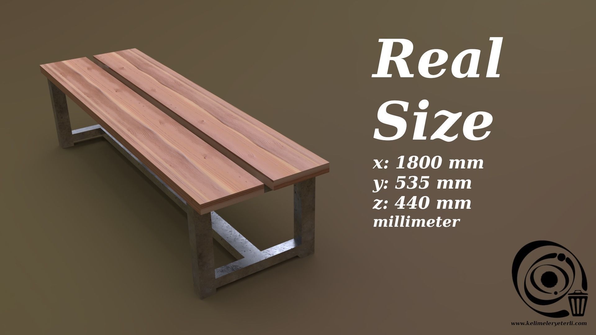 Bench 22 Low-poly 3D model_3