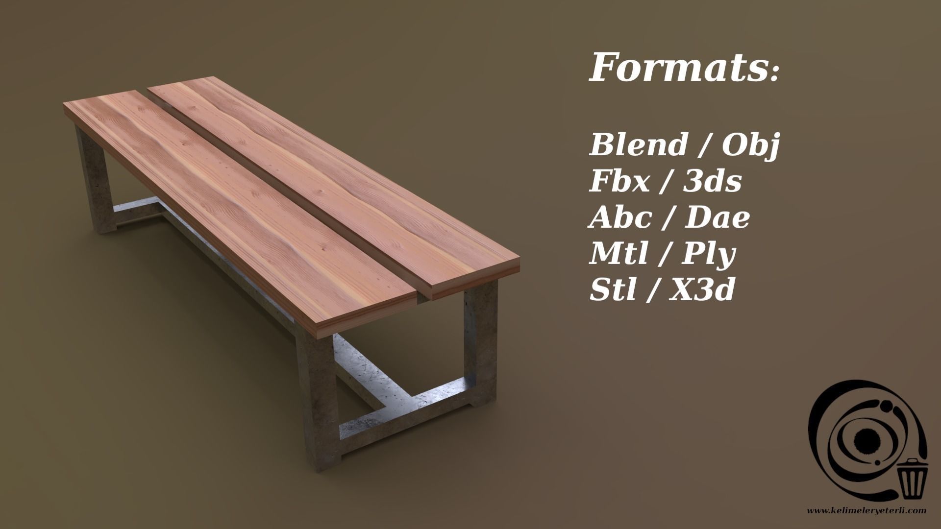 Bench 22 Low-poly 3D model_2