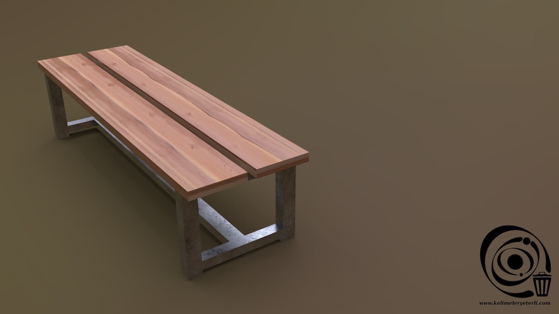 Bench 22 Low-poly 3D model_1