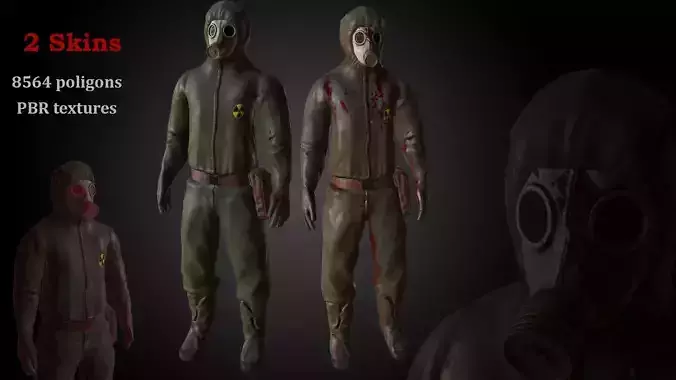 Gasmask man Low-poly 3D model