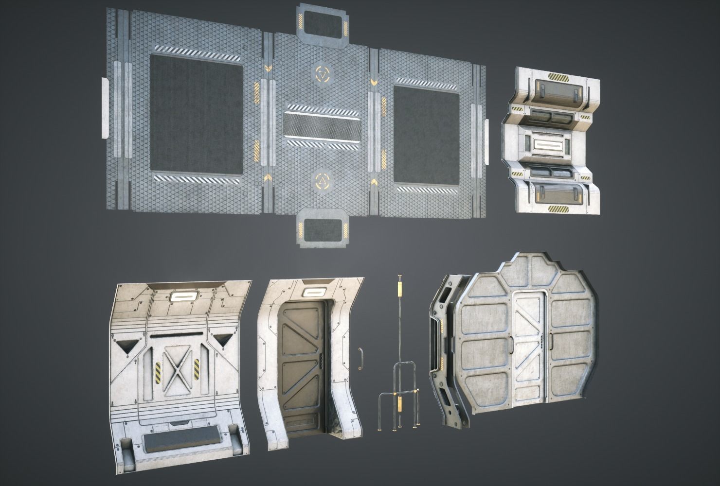 Sci Fi Corridor Marines Low-poly 3D model_2