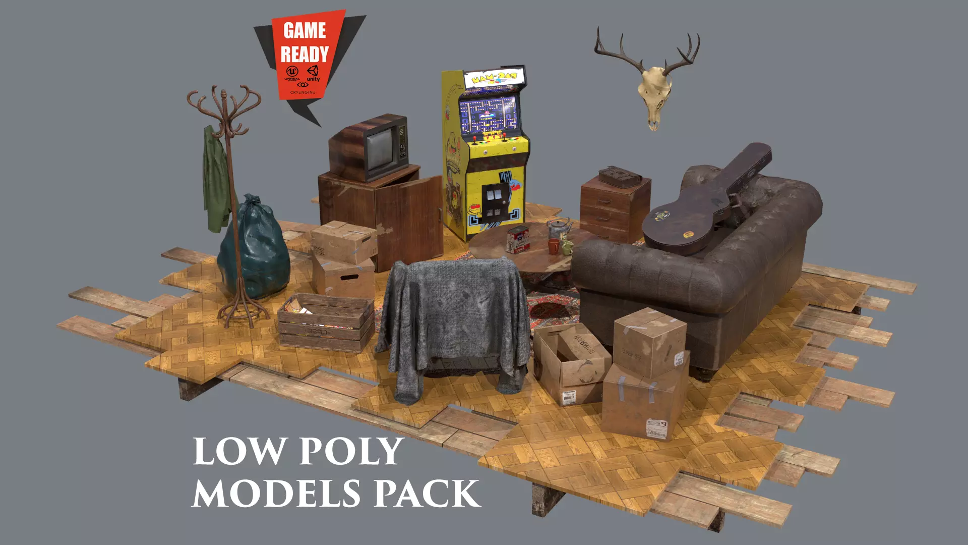 House Old PBR LowPoly Low-poly 3D model